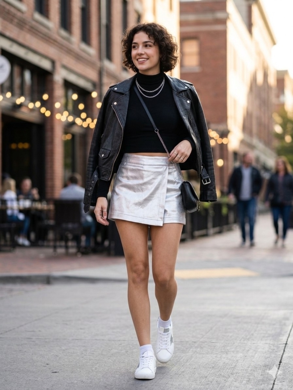 Metallic Silver Mini Skort - Contemporary Women's Skirt